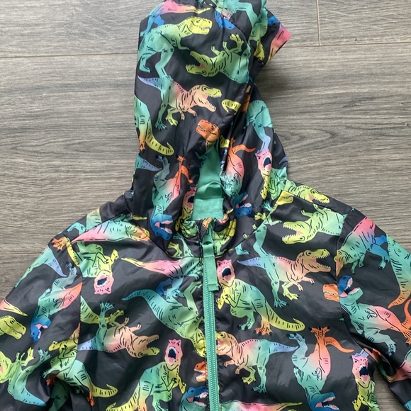 Toddler Boys Dinosaur Printed Full Zip Windbreaker Jacket - Picture 3 of 6